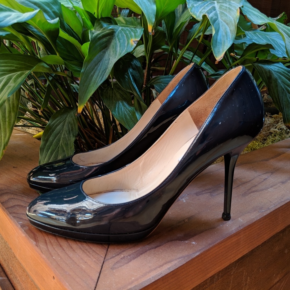 Navy Blue Jimmy Choo Patent Leather Heels